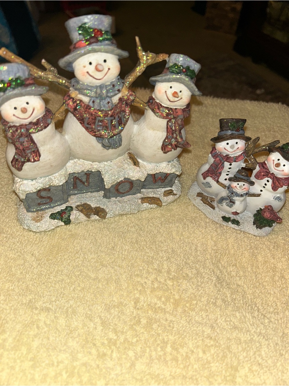 Festive Snowman Family Holiday Figurine - White